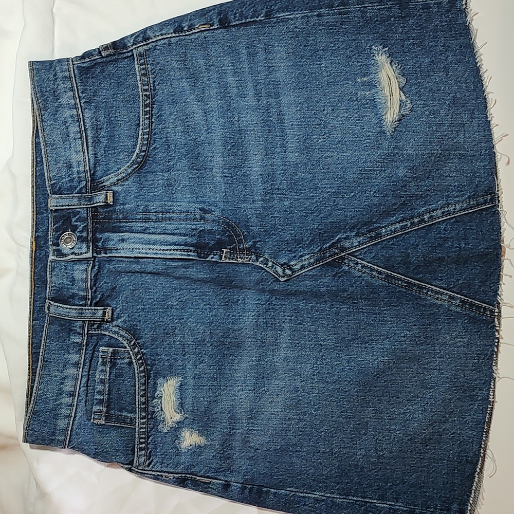 Everlane Denim Distressed Jean Skirt